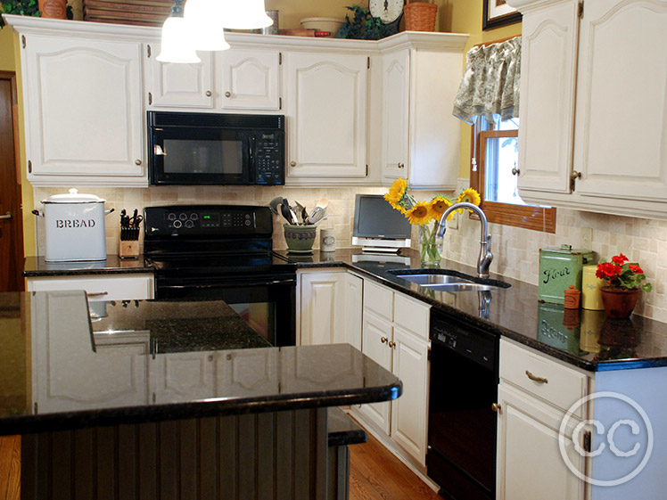 Kitchen painted with Classic Cupboards Paint. Visit www.classiccupboardspaint.com for more details.