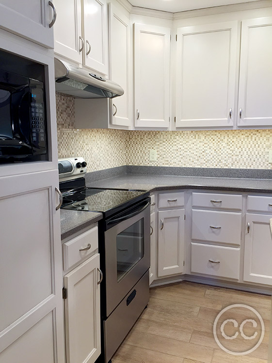 Kitchen painted with Classic Cupboards Paint. Visit www.classiccupboardspaint.com for more details.