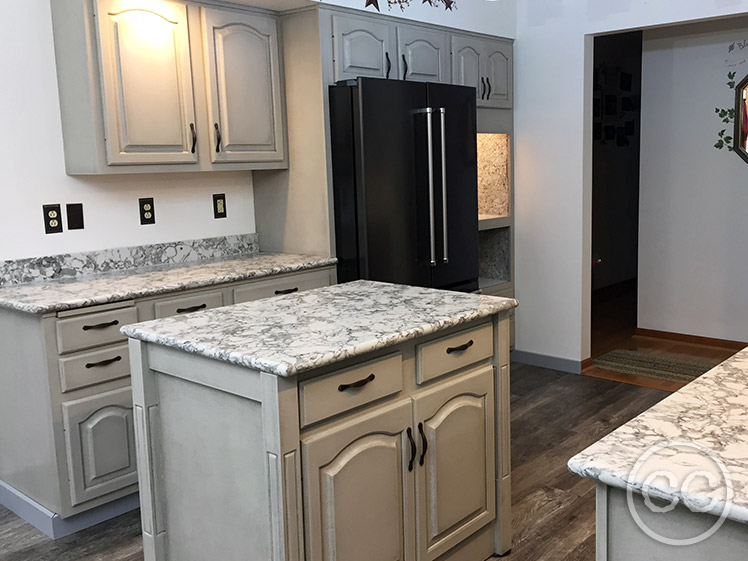 Kitchen painted with Classic Cupboards Paint. Visit www.classiccupboardspaint.com for more details.